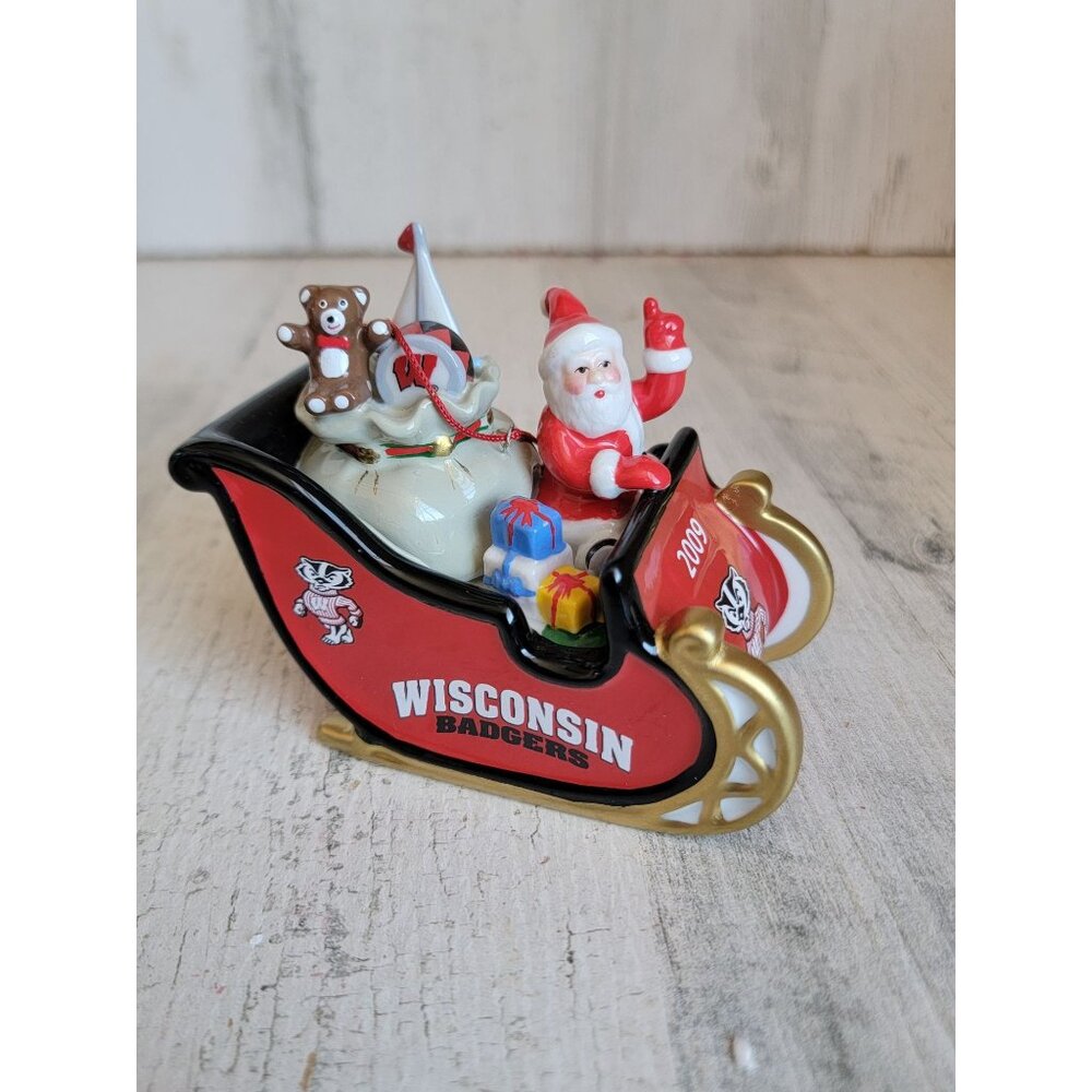 Danbury Mint Wisconsin Badgers sleigh toy sack ornament‎ Xmas